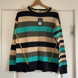 White Stuff Ripple Knitted Wool Blend Crew Neck Jumper - US 6